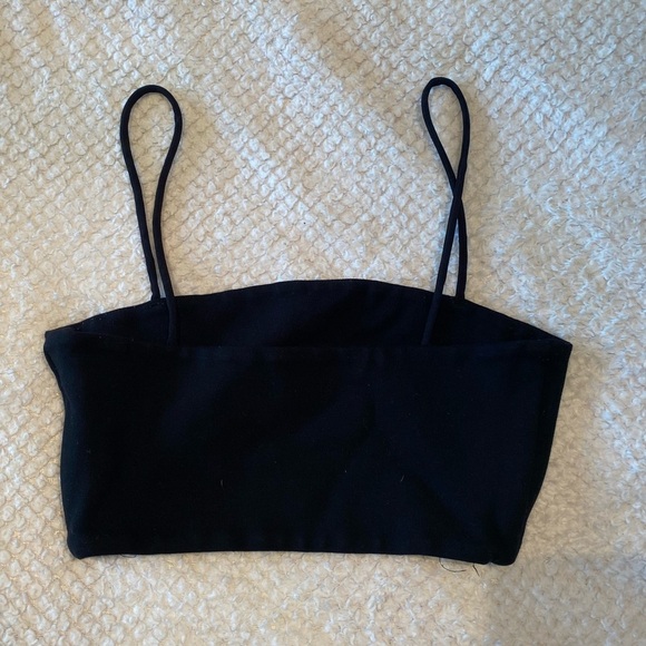 H&M Thick Material Black Crop Top/Bandeau Top Spaghetti Straps - Picture 1 of 3